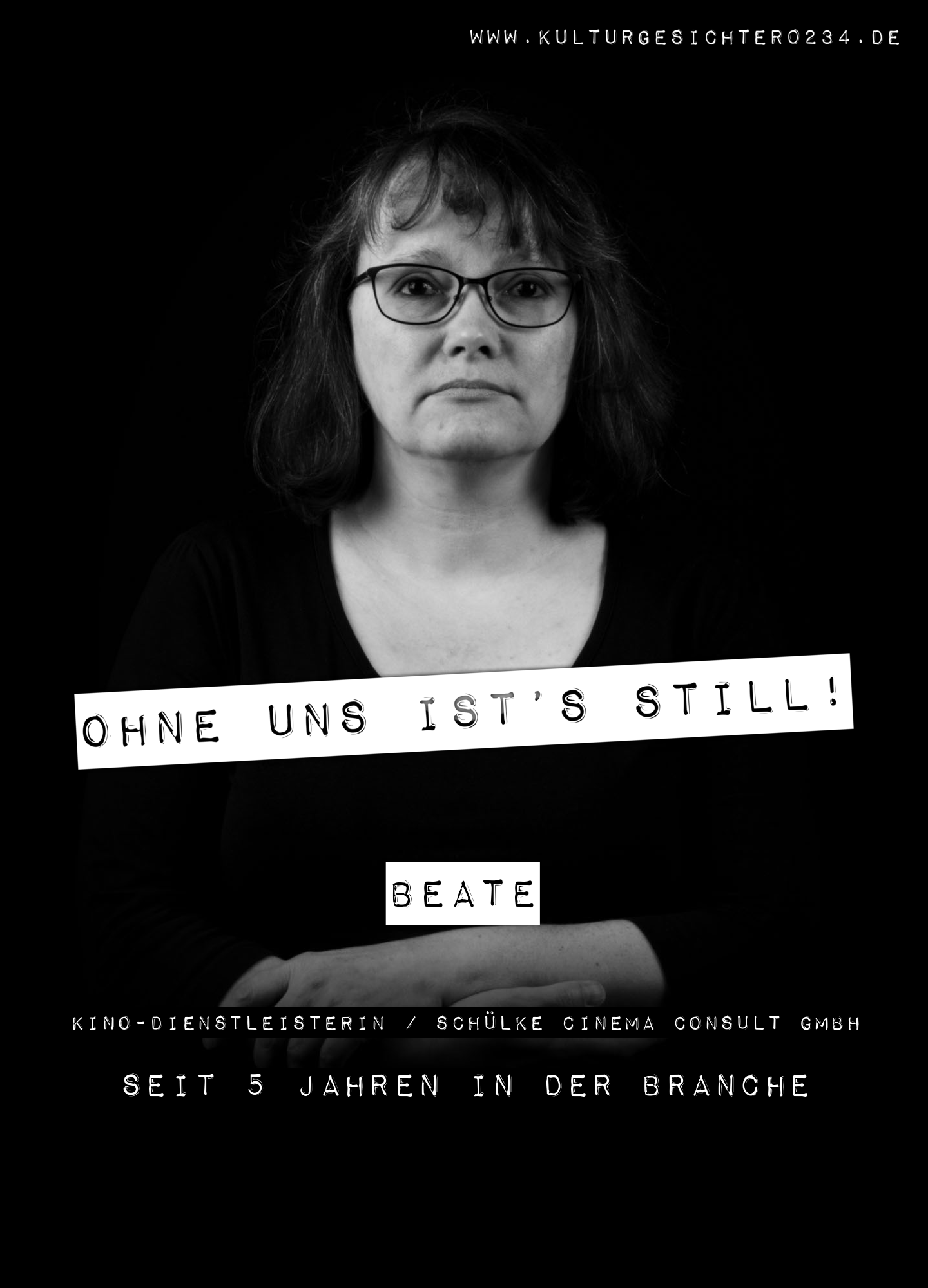 Beate – Kino-Dienstleisterin / Schülke Cinema Consult GmbH. Seit 5 Jahren in der Branche.