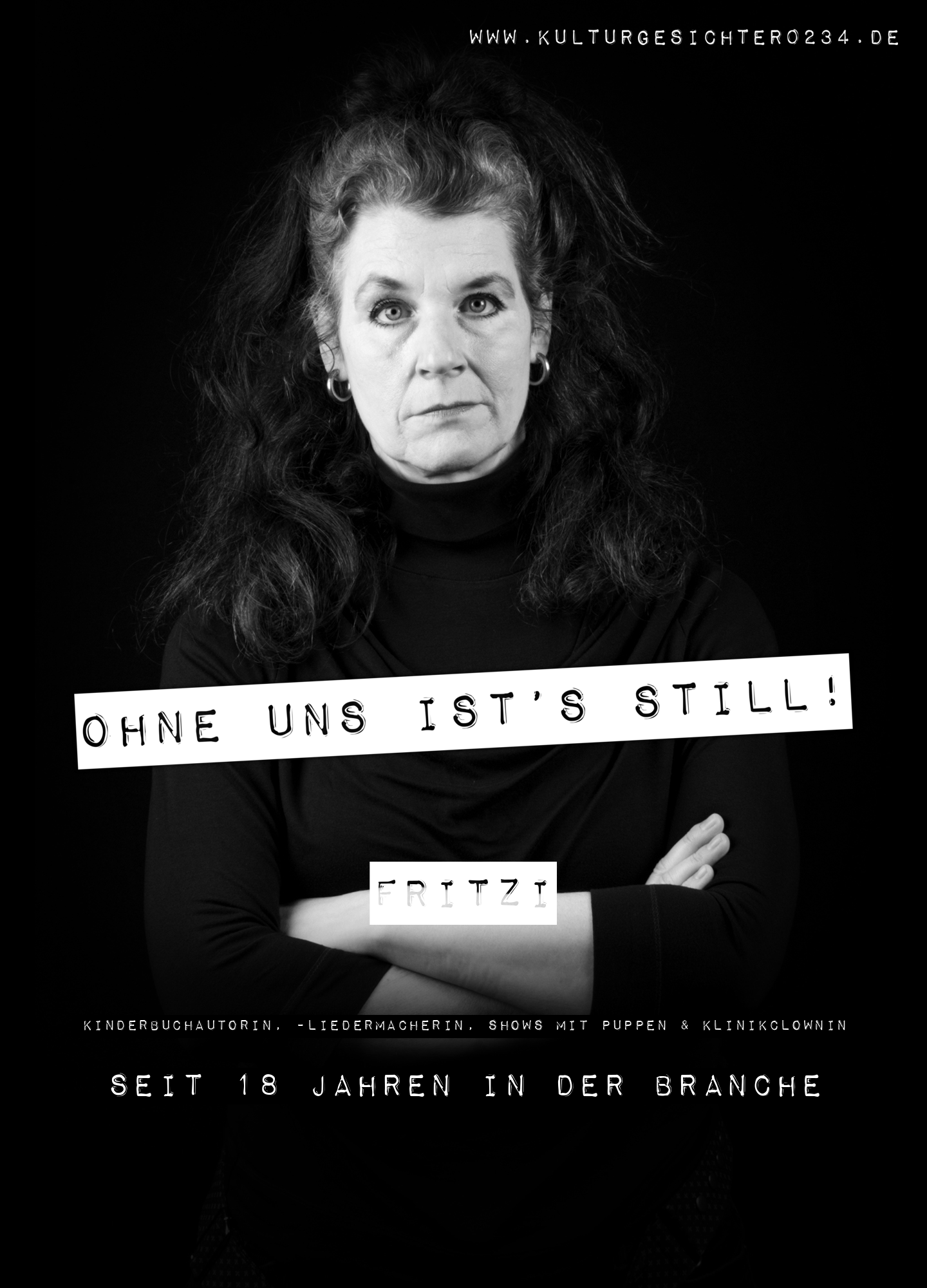Fritzi – Kinderbuchautorin, -liedermacherin, Shows mit Puppen & Klinikclownin. Seit 18 Jahren in der Branche.