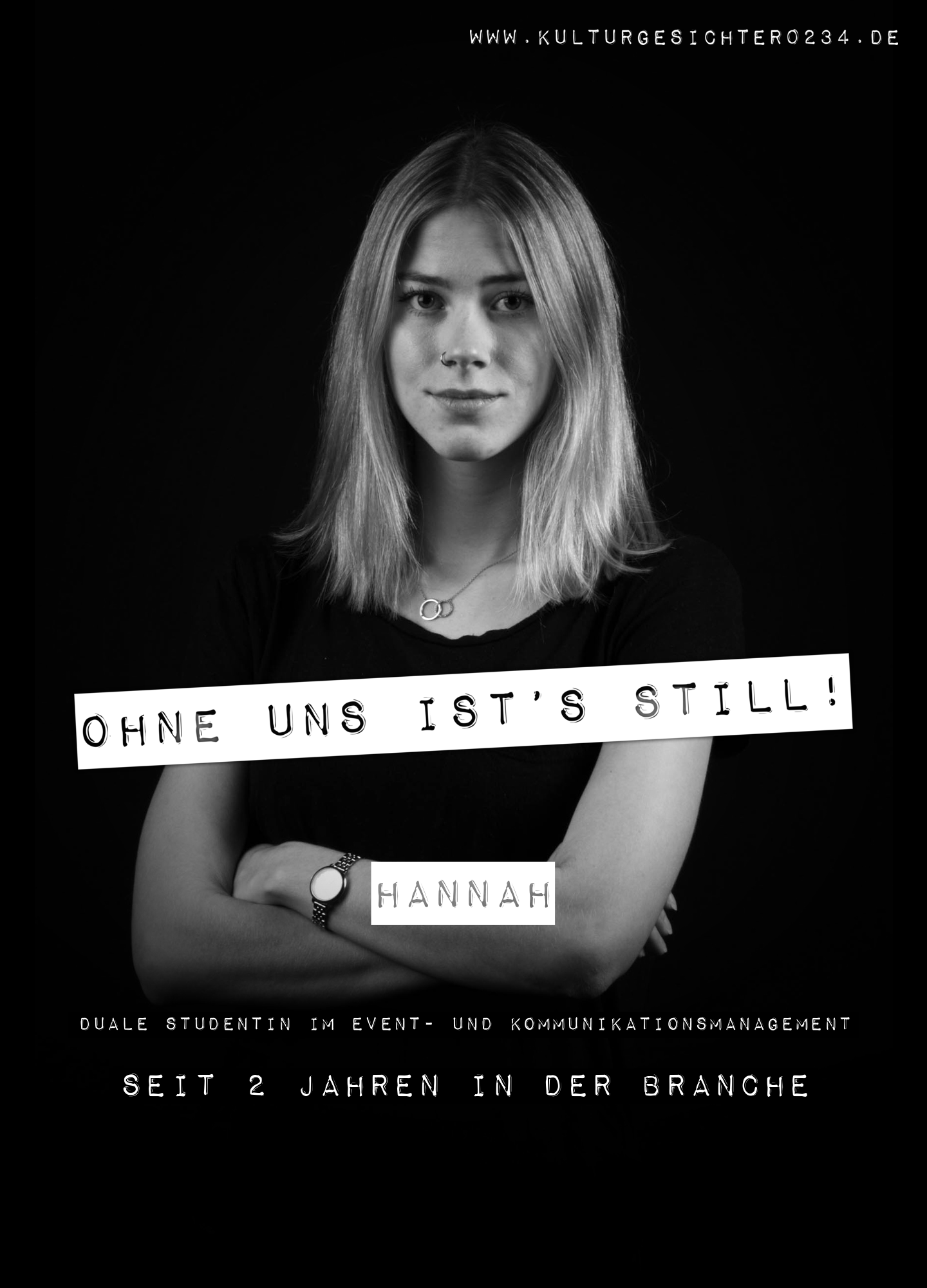 Hannah – Duale Studentin im Event- und Kommunikationsmanagement. Seit 2 Jahren in der Branche.
