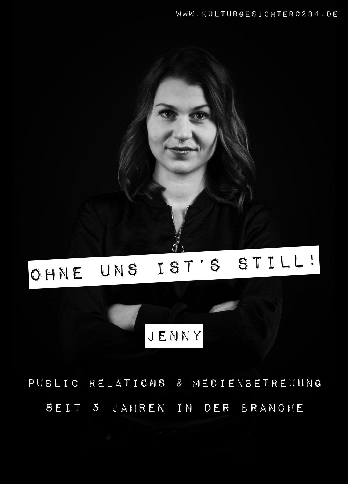Jenny – Public Relations & Medienbetreuung. Seit 5 Jahren in der Branche.