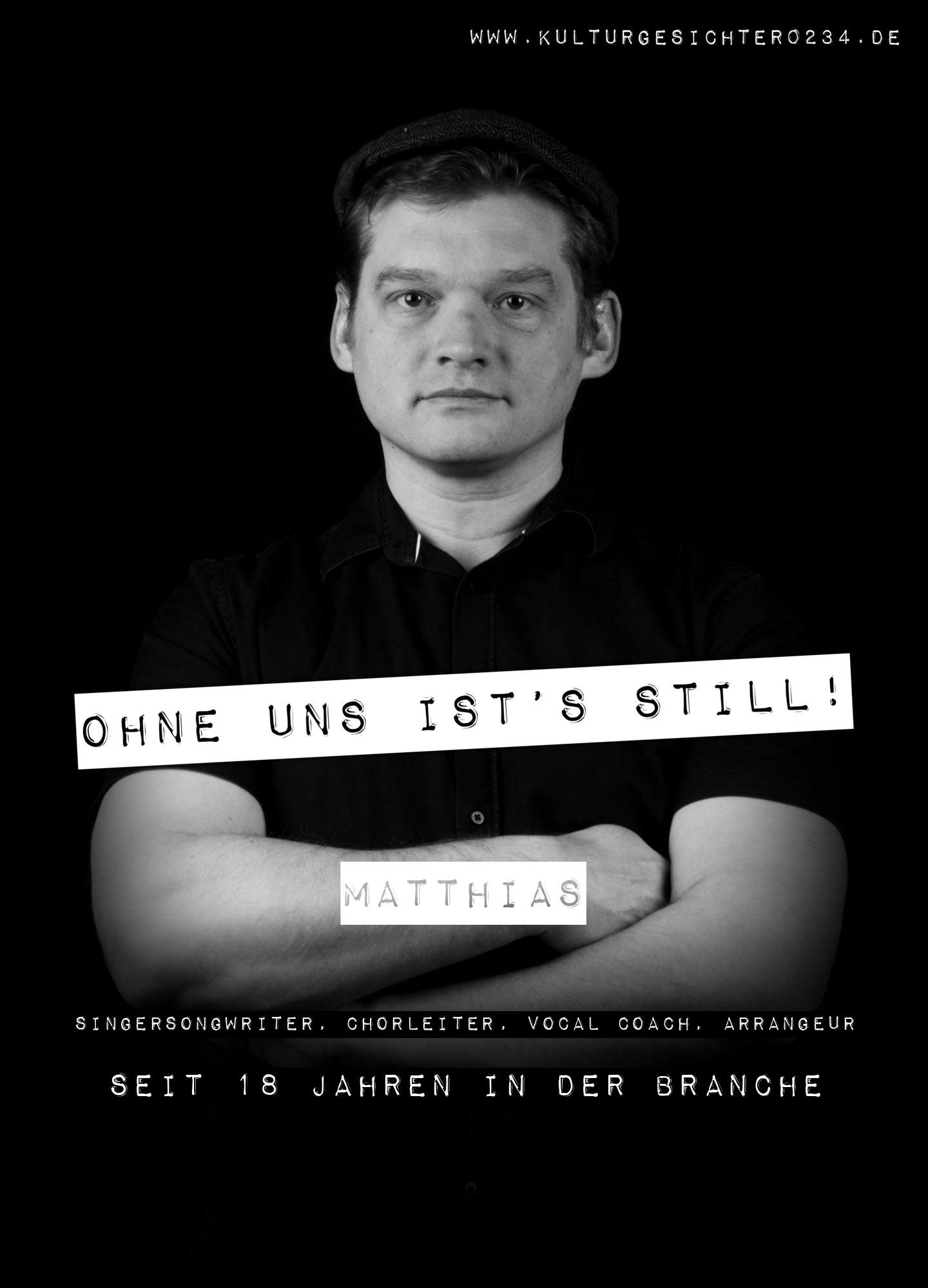 Matthias – SingerSongwriter, Chorleiter, Vocal Coach, Arrangeur. Seit 18 Jahren in der Branche.