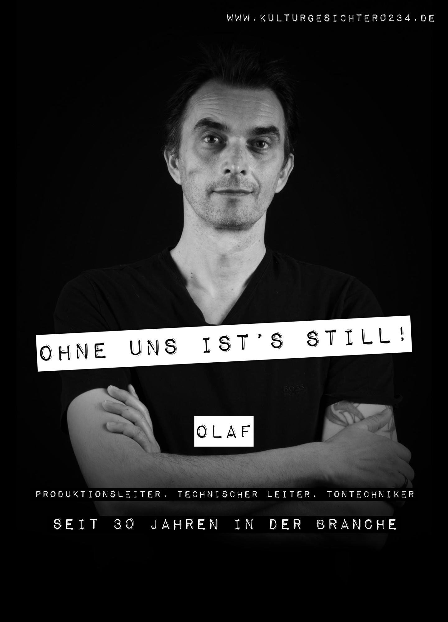 Olaf – Produktionsleiter, Technischer Leiter, Tontechniker. Seit 30 Jahren in der Branche.